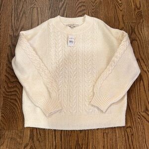LOFT Women's Ivory Cable Knit Sweater. New with tags.   Size Small